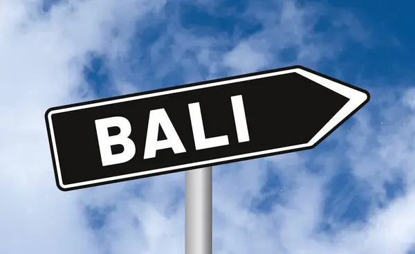 Bali Straßenschild Auf Himmelshintergrund — Stockfoto