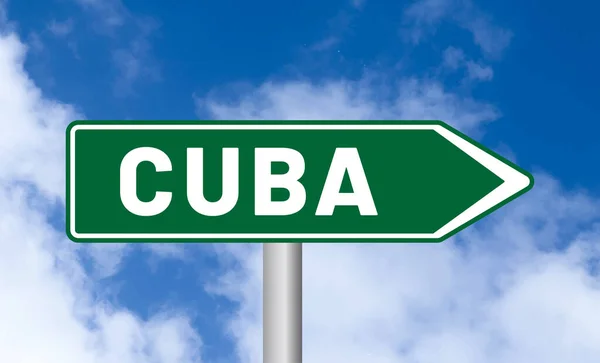 Cuba Verkeersbord Blauwe Lucht Achtergrond — Stockfoto