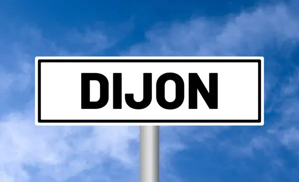 Dijon Drogowy Znak Tle Nieba — Zdjęcie stockowe