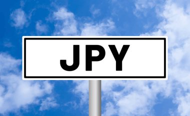 Bulutlu arkaplanda Jpy yol işareti