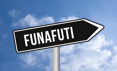 Mavi arka planda Funafuti yol tabelası