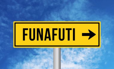 Mavi arka planda Funafuti yol tabelası