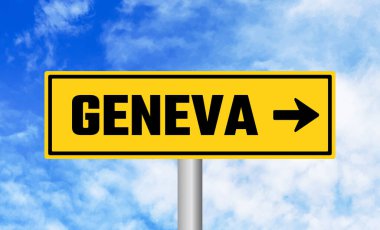 Gökyüzü arka planında Cenevre yol işareti