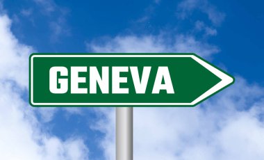 Gökyüzü arka planında Cenevre yol işareti