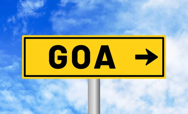 Goa Straßenschild Auf Blauem Himmel Hintergrund — Stockfoto