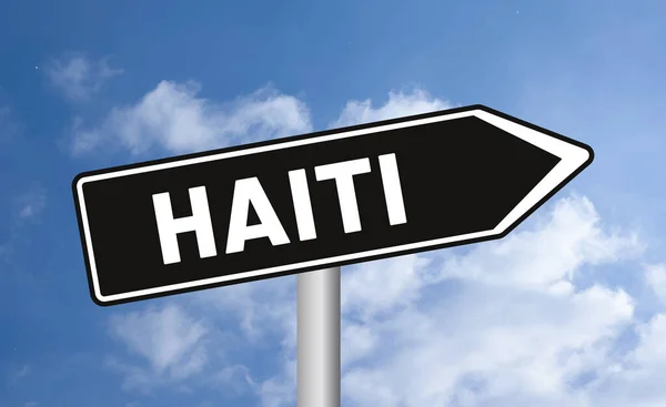 Haïti Verkeersbord Blauwe Lucht Achtergrond — Stockfoto