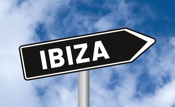Ibiza Cartello Stradale Sfondo Cielo — Foto Stock