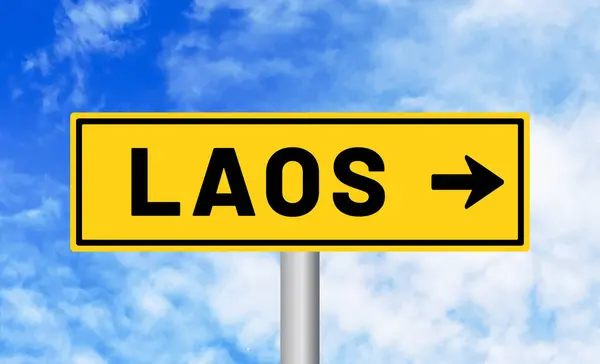 Laos Straßenschild Auf Himmelshintergrund — Stockfoto