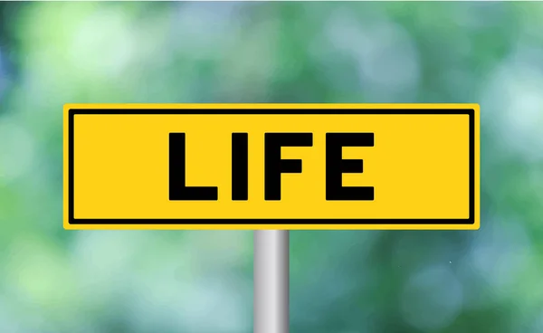 stock image Life road sign on blur background