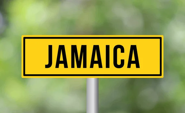 Οδική Πινακίδα Τζαμάικα Στο Φόντο Θόλωμα — Φωτογραφία Αρχείου