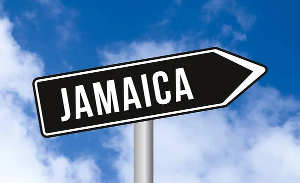 Jamaica Verkeersbord Blauwe Lucht Achtergrond — Stockfoto