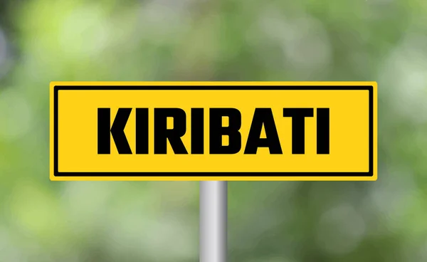 Kiribati Verkehrsschild Auf Verschwommenem Hintergrund — Stockfoto