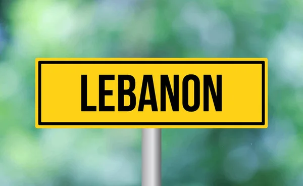 Libanon Verkeersbord Wazige Achtergrond — Stockfoto
