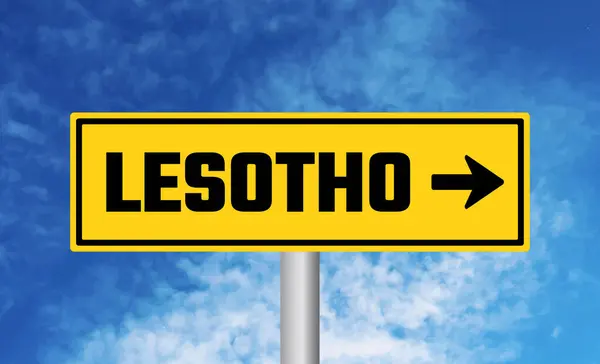 Lesotho Straßenschild Auf Blauem Himmel Hintergrund — Stockfoto