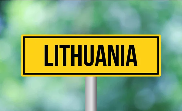 Litauen Verkehrsschild Auf Verschwommenem Hintergrund — Stockfoto