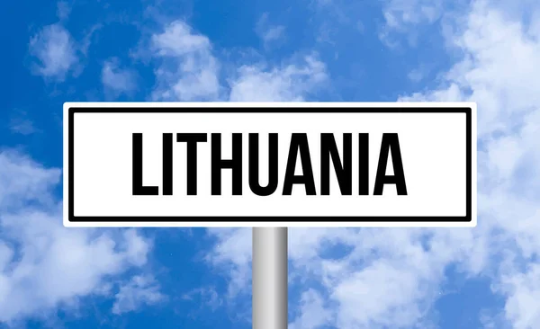 Litouwen Verkeersbord Blauwe Lucht Achtergrond — Stockfoto