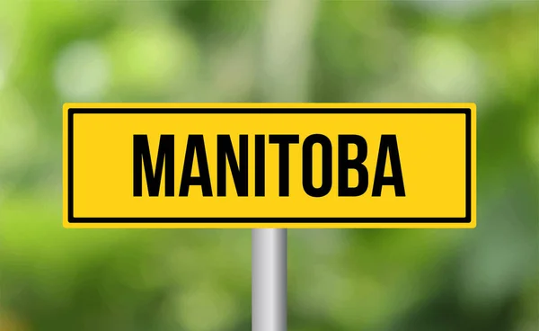 Señal Manitoba Sobre Fondo Borroso — Foto de Stock