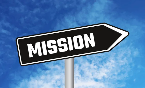 stock image Mission road sign on blue sky background