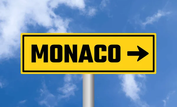 Monaco Straßenschild Auf Bewölkten Himmel Hintergrund — Stockfoto
