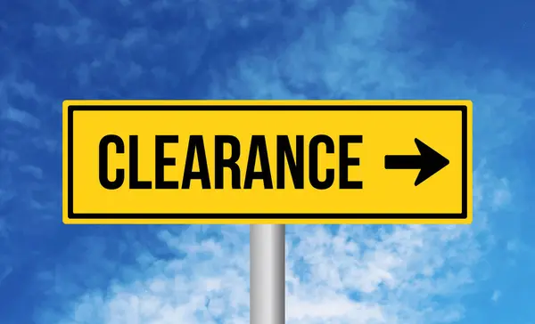 stock image Clearance road sign on blue sky background