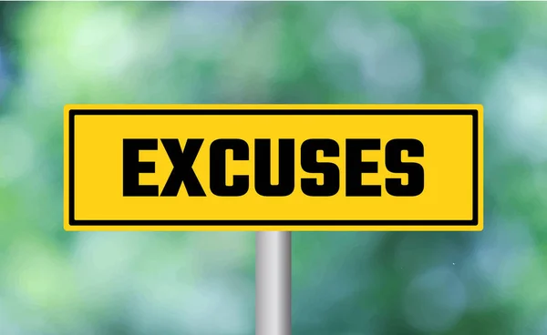 stock image Excuses road sign on blur background