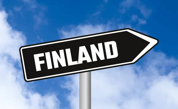 Finland Road Sign Sky Background — Stock Photo, Image