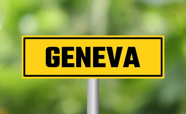 Genève Verkeersbord Wazige Achtergrond — Stockfoto