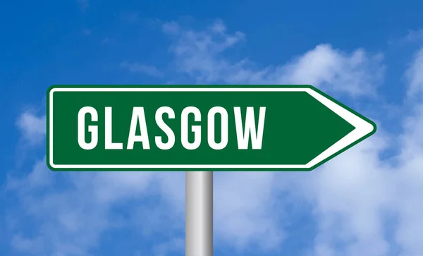 Glasgower Straßenschild Auf Himmelshintergrund — Stockfoto