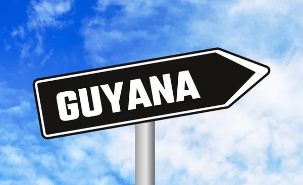 Guyana Verkeersbord Lucht Achtergrond — Stockfoto