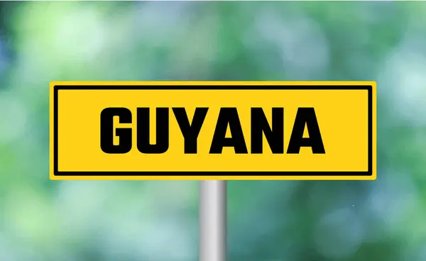 Stock image Guyana road sign on blur background