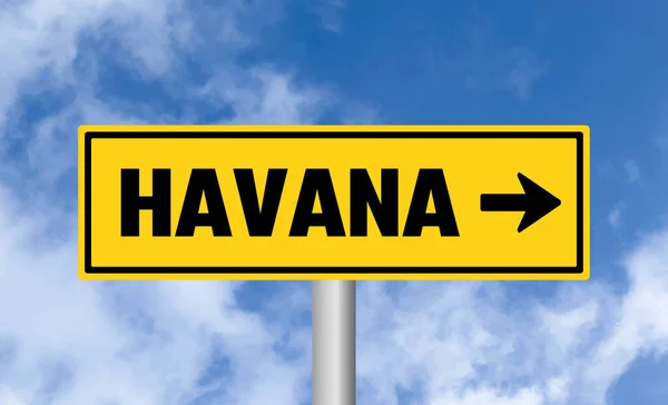 Havana Drogowy Znak Tle Niebieskiego Nieba — Zdjęcie stockowe