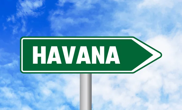 Mavi Gökyüzü Arka Planında Havana Yol Tabelası — Stok fotoğraf