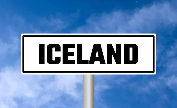 Iceland Road Sign Sky Background — Stock Photo, Image