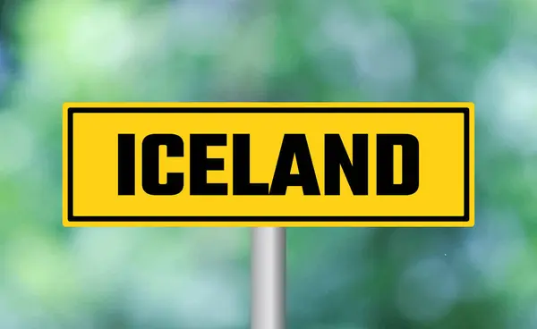Iceland Road Sign Blur Background — Stock Photo, Image