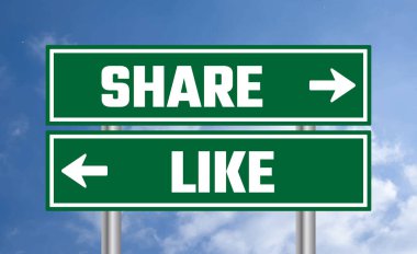 Gökyüzü arkaplanındaki yol işareti gibi ya da paylaş