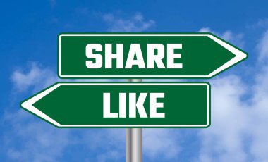 Gökyüzü arkaplanındaki yol işareti gibi ya da paylaş