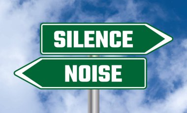 Gökyüzü arka planında sessizlik ya da gürültü işareti