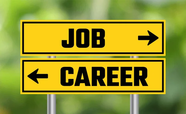 Job Career Road Sign Blur Background — Stock Photo, Image