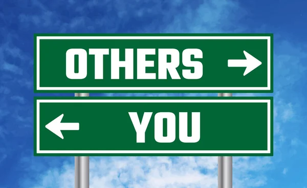 Others You Road Sign Blue Sky Background — Stock Photo, Image