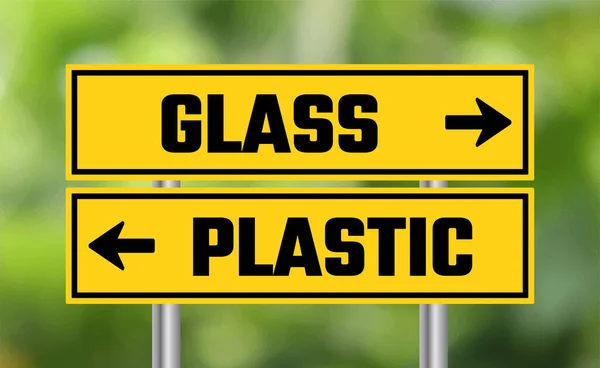 Verkehrszeichen Aus Glas Oder Kunststoff Auf Unscharfem Hintergrund — Stockfoto