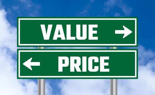 Value Price Road Sign Sky Background — Stock Photo, Image
