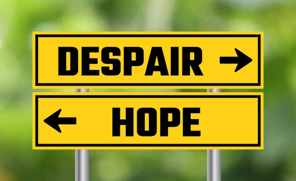 Despair Hope Road Sign Blur Background — Stock Photo, Image
