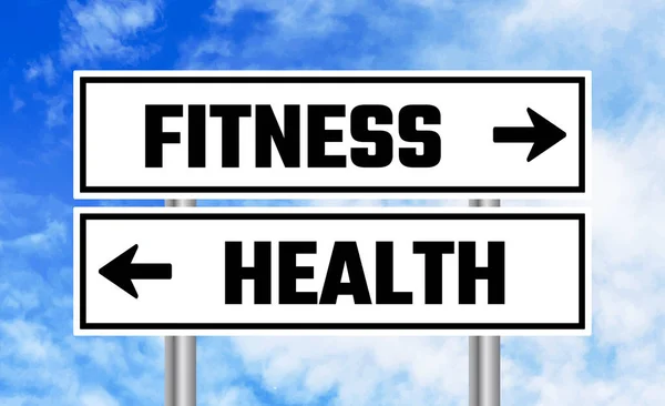 Fitness Oder Gesundheit Verkehrszeichen Auf Bewölkten Himmel Hintergrund — Stockfoto