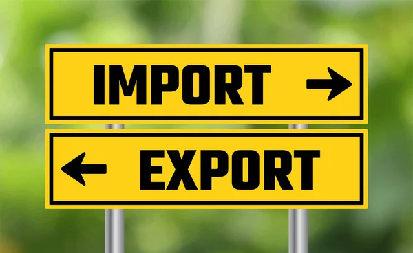 Import Export Road Sign Blur Background — Stock Photo, Image