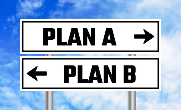 stock image Plan a or plan b road sign on blue sky background