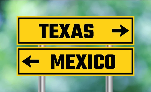 Texas Mexico Sinal Estrada Fundo Borrão — Fotografia de Stock