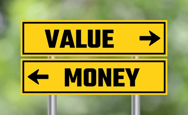 Wert Oder Geld Verkehrszeichen Auf Verschwommenem Hintergrund — Stockfoto