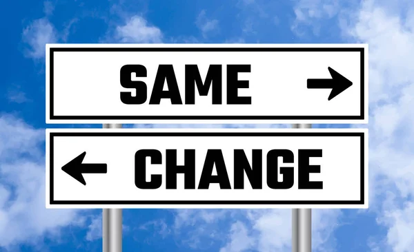 Same Change Road Sign Sky Background — Stock Photo, Image