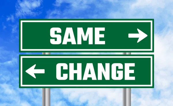 Same Change Road Sign Sky Background — Stock Photo, Image