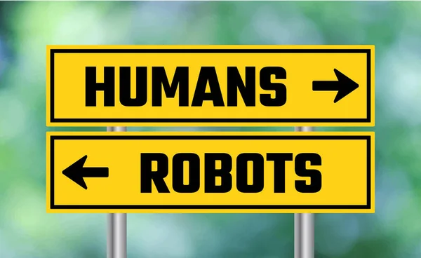 模糊背景下的人类或机器人路标 — 图库照片